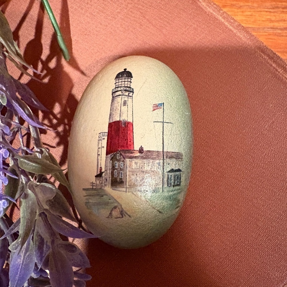 Montauk Point Light Hand-Painted Lighthouse Decorative rock (2015)